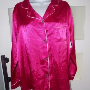 Gilligan & O'Malley Hot Pink LS Sleep Shirt Size L Women's NEW